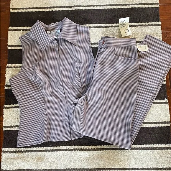 VTG LA Belle Plaid 2 Piece Set, Mauve Purple, Pant size 11, Top Size 13. - Picture 10 of 10